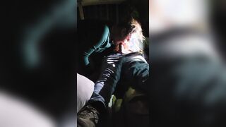 Wife fucks total stranger in a public parking lot in front of husband