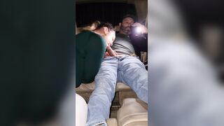 Wife fucks total stranger in a public parking lot in front of husband