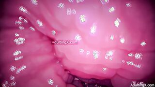 Camera in Vagina, Cervix POV, Tiny Cucked by Giant ‘Couple’, Cum in Condom and Creampie - Full Clip