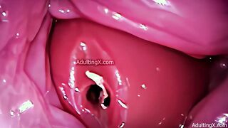 Camera in Vagina, Cervix POV, Tiny Cucked by Giant ‘Couple’, Cum in Condom and Creampie - Full Clip