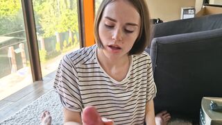 Waited a month for a blowjob, filled a cutie with cum with a bob